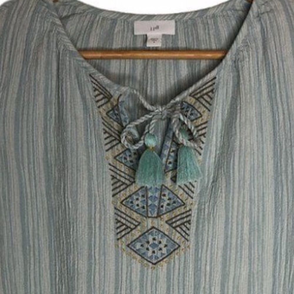 J.Jill Embroidered Bodice Tunic with Tassel Ties - Picture 2 of 6